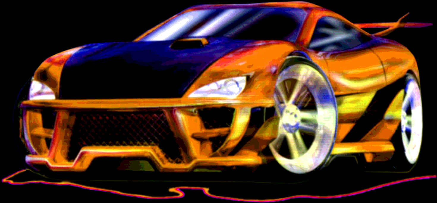 Hot Wheels Flaming Custom Car PNG