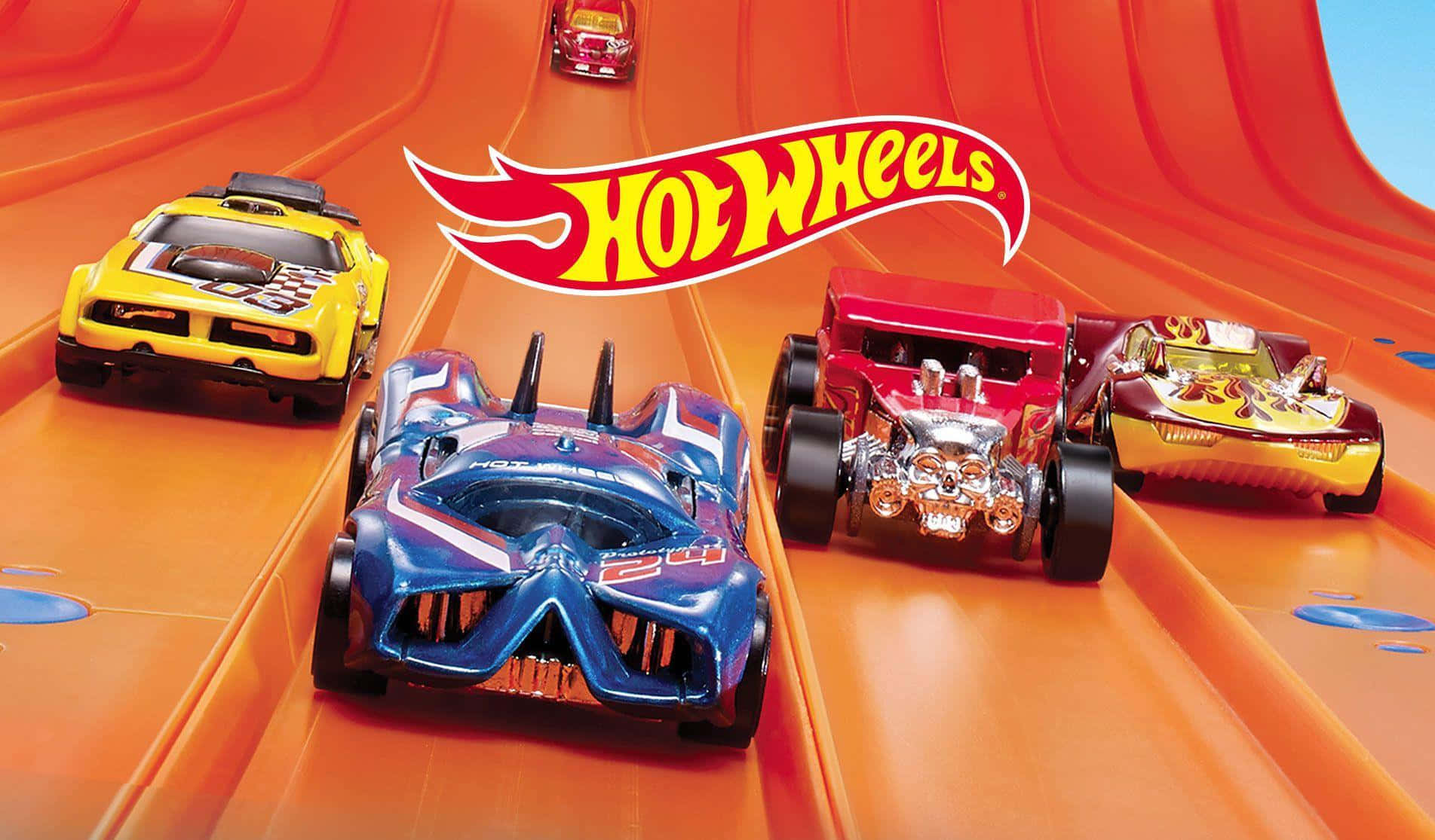 Hot Wheels - A Toy Car Race On An Orange Track