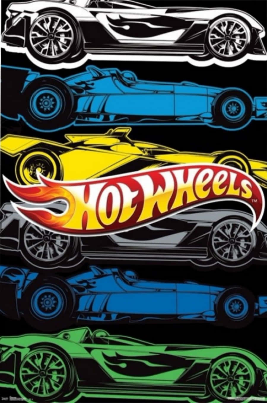Hot Wheels Poster With Different Colored Cars
