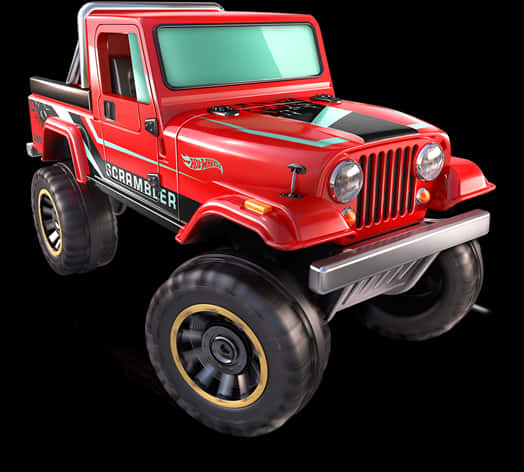 Hot Wheels Red Jeep Scrambler Toy PNG