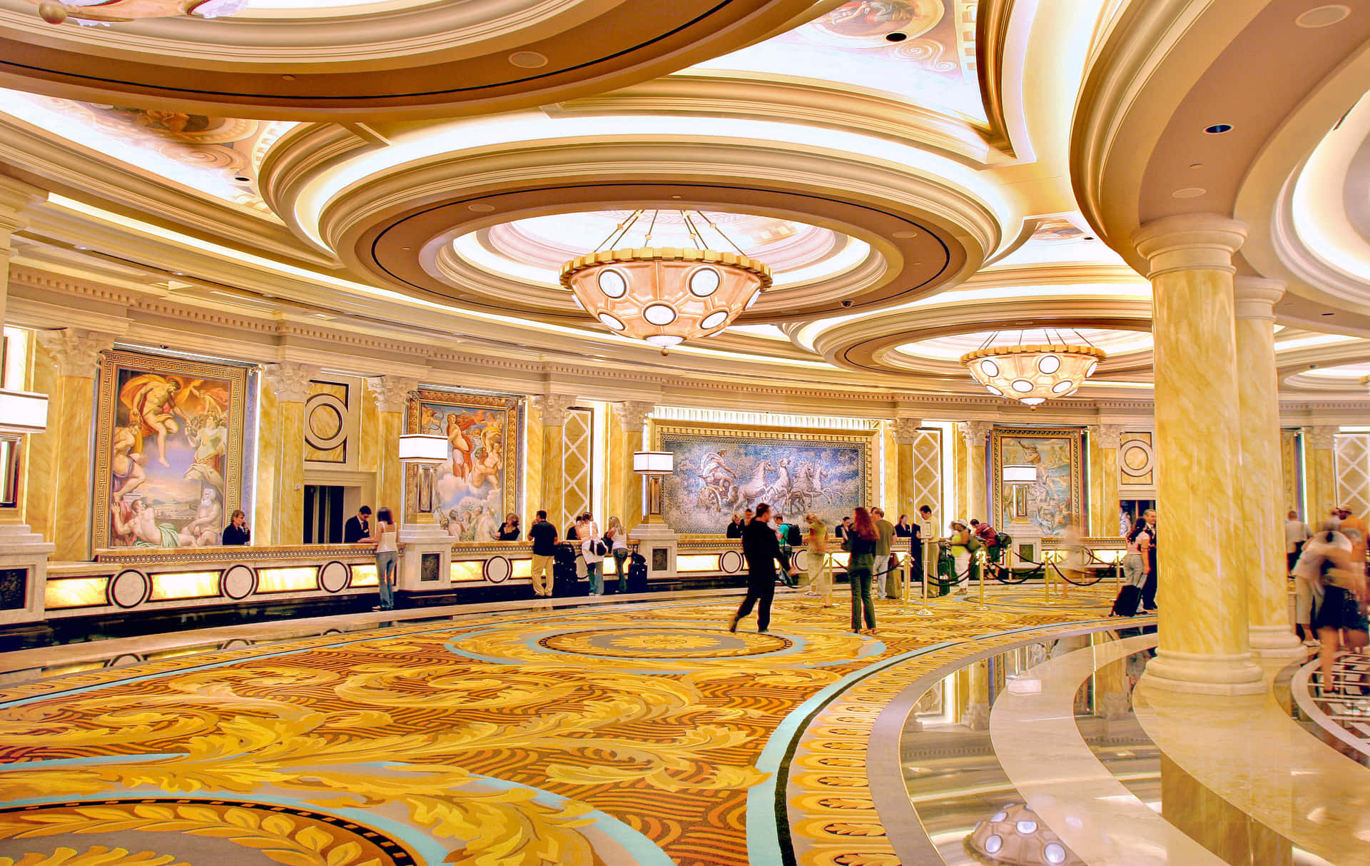 A Large Casino With A Large Circular Floor