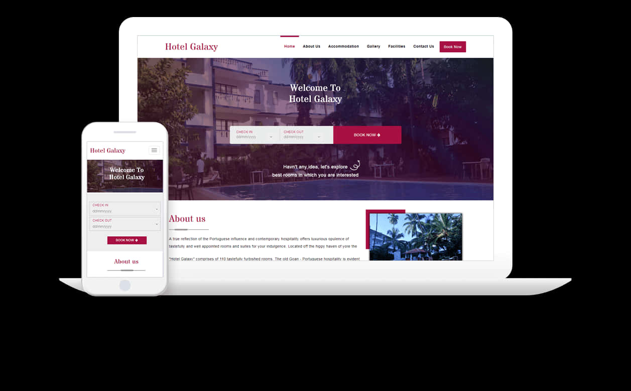 Hotel Galaxy Responsive Website Design PNG