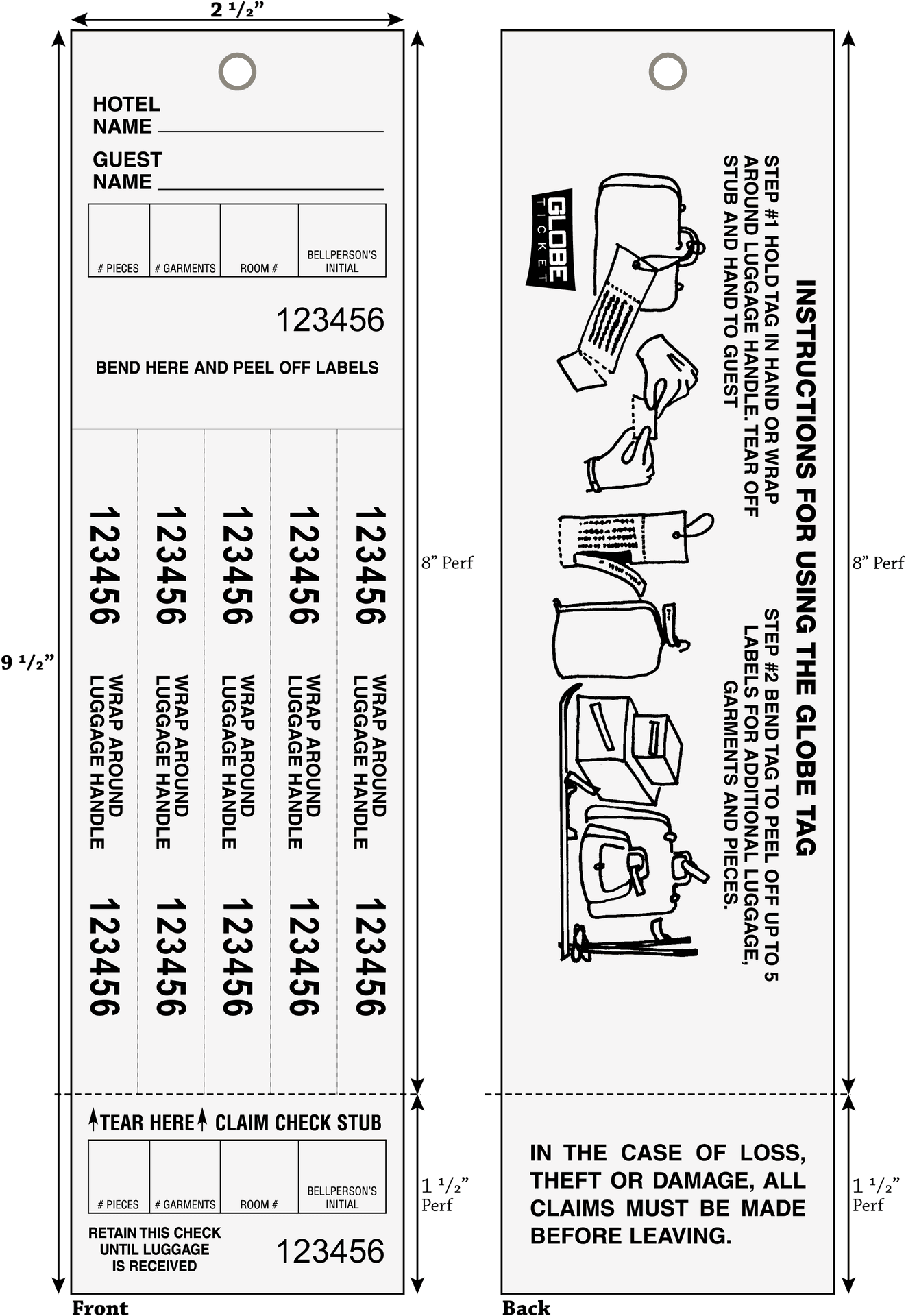 Hotel Luggage Claim Tag Instructions PNG