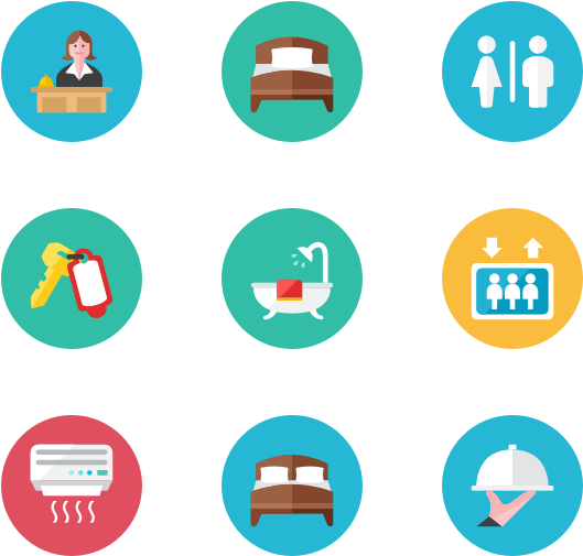 Hotel Services Icons Set PNG