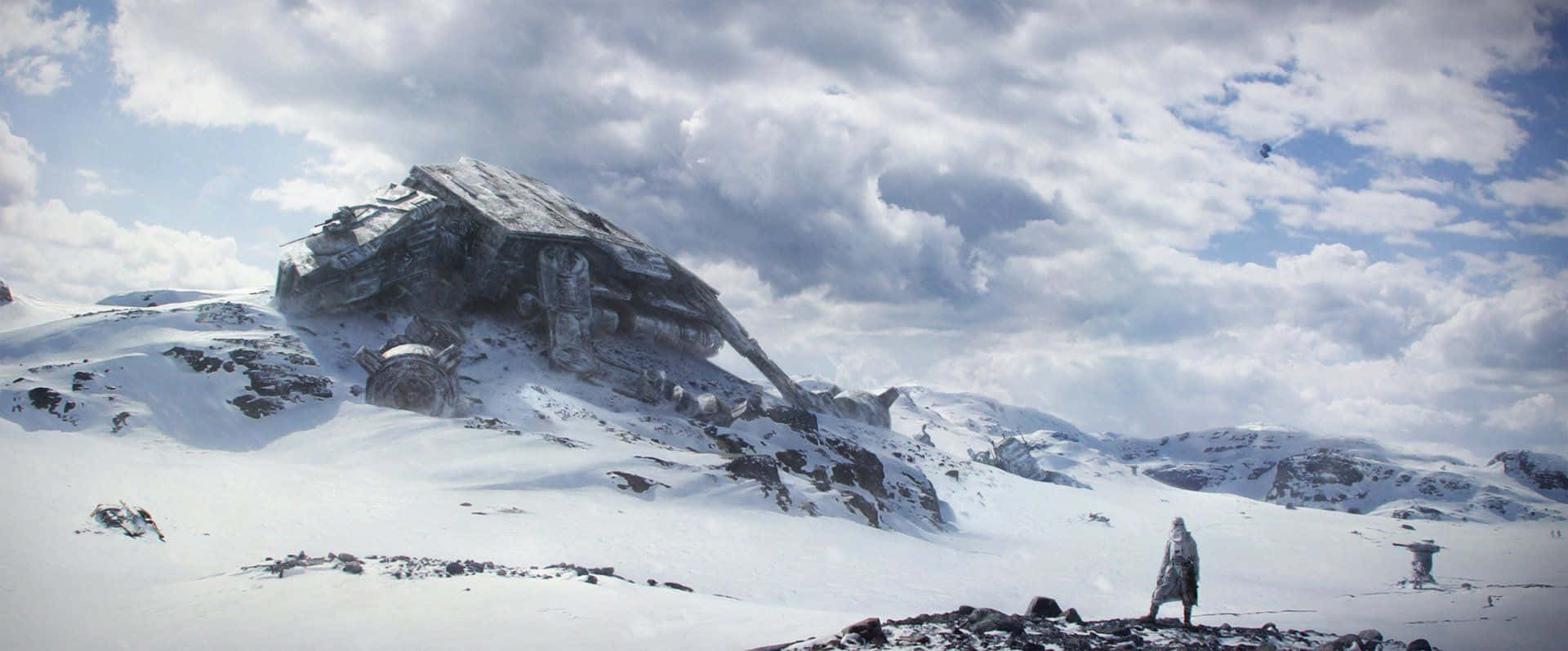 Breathtaking View of the Snowy Mountains on Planet Hoth Wallpaper