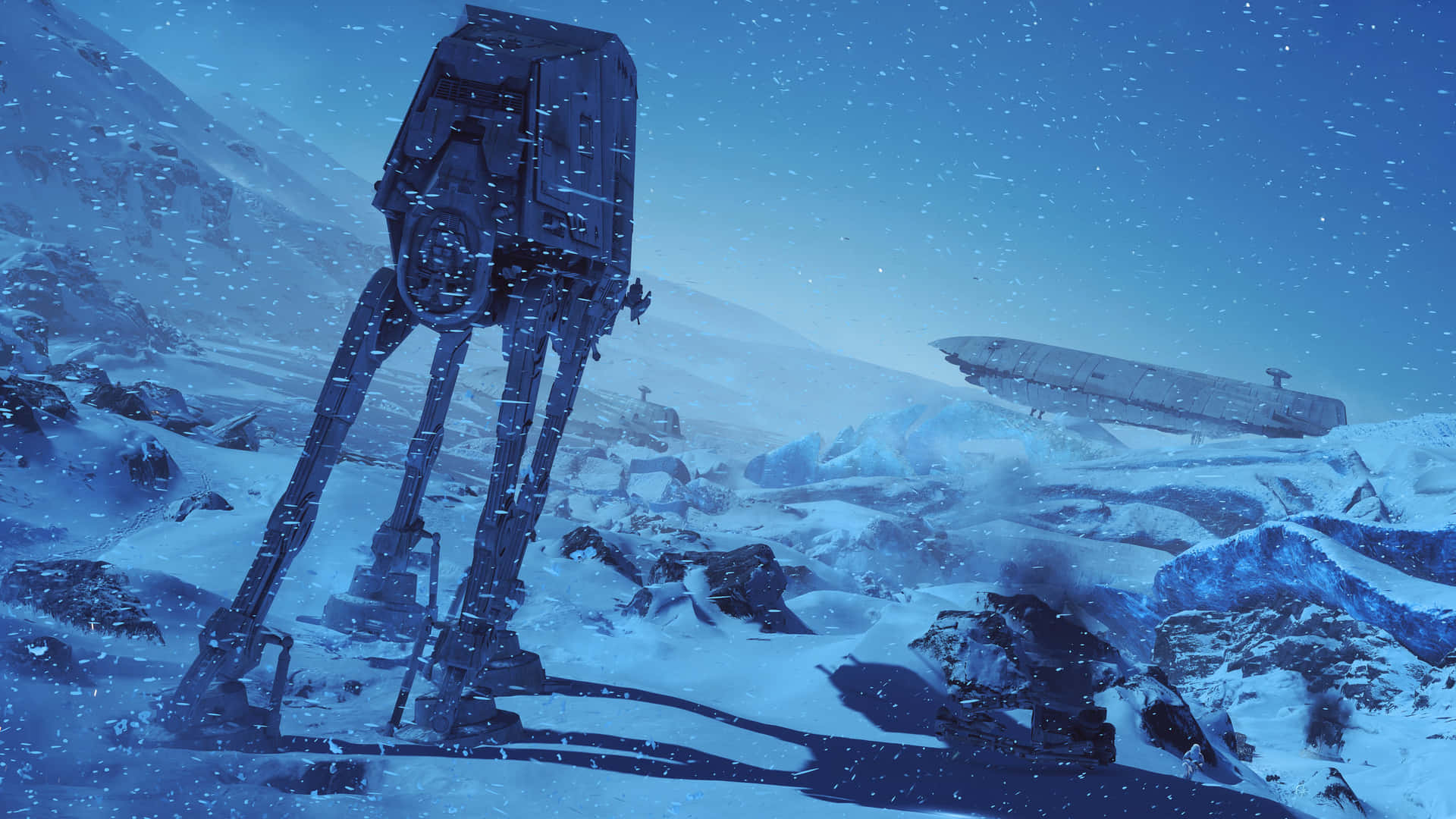 Snowy Hoth Landscape with AT-AT Walkers Wallpaper
