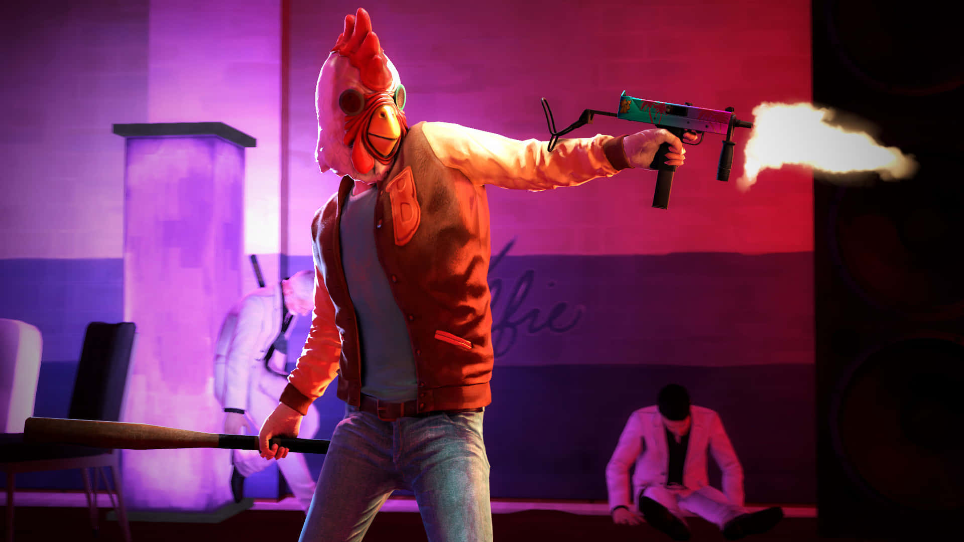 Intense Action in Hotline Miami Background