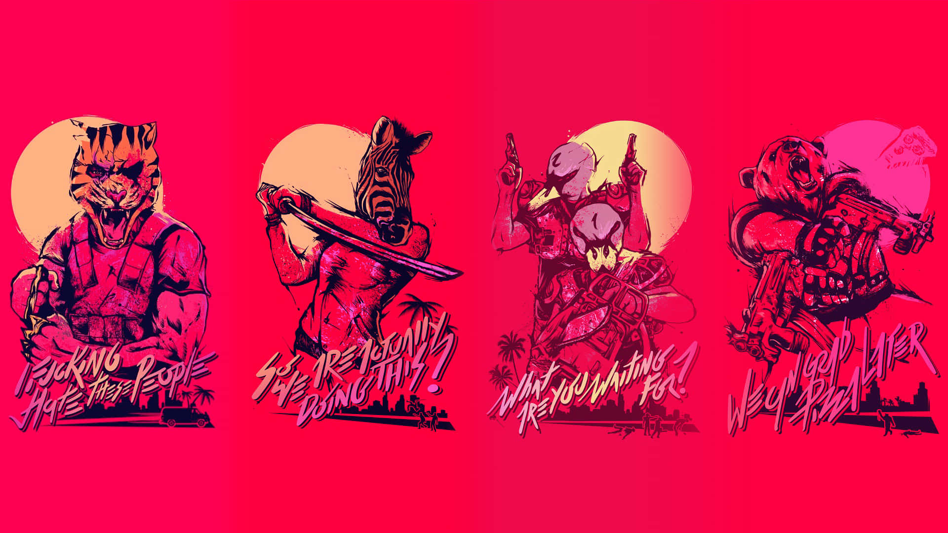 Intense action in Hotline Miami background