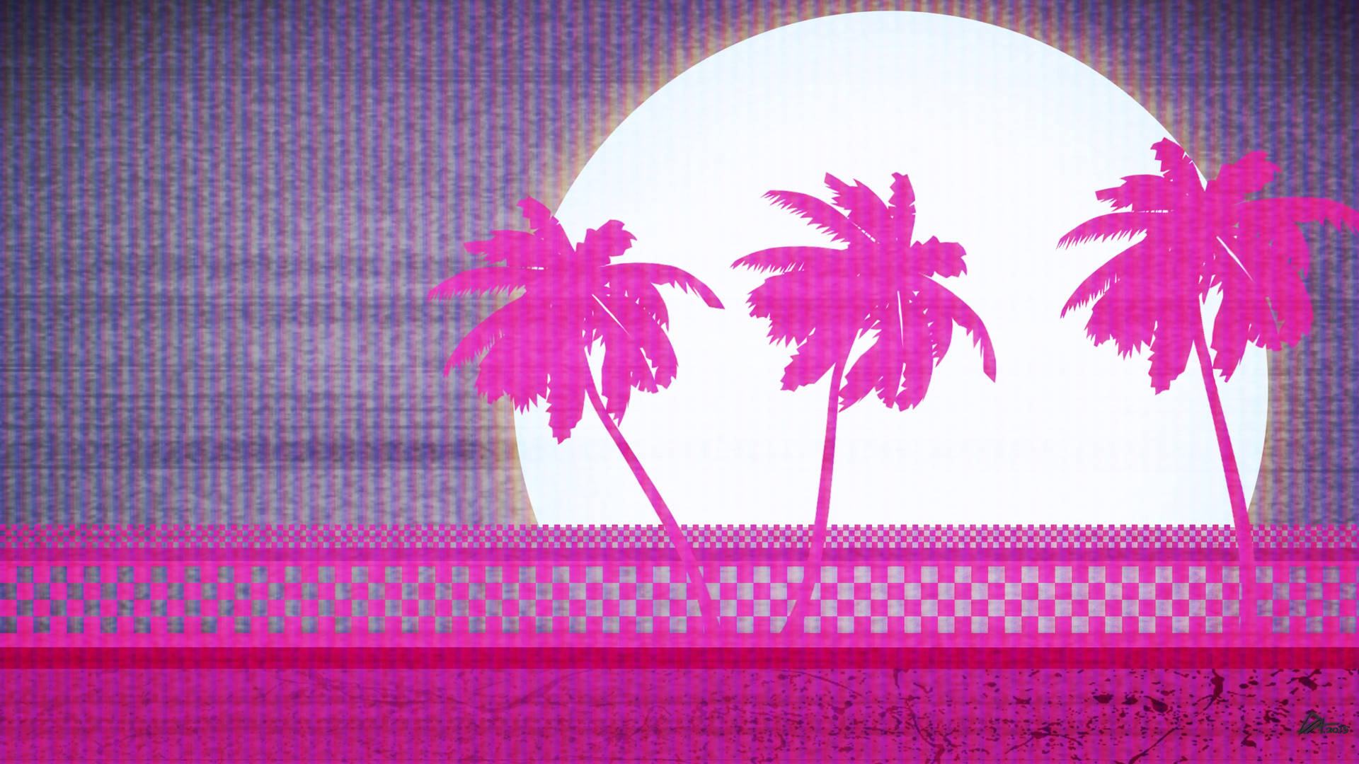 Hotline Miami Pink Palm Trees Wallpaper
