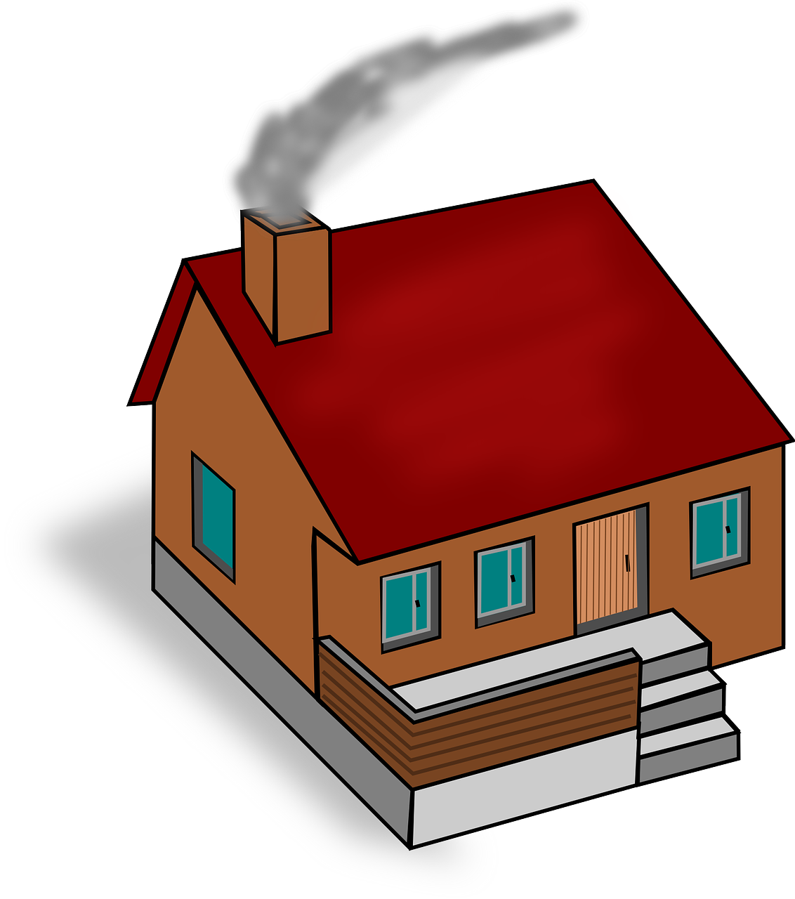 House Chimney Smoke Illustration PNG