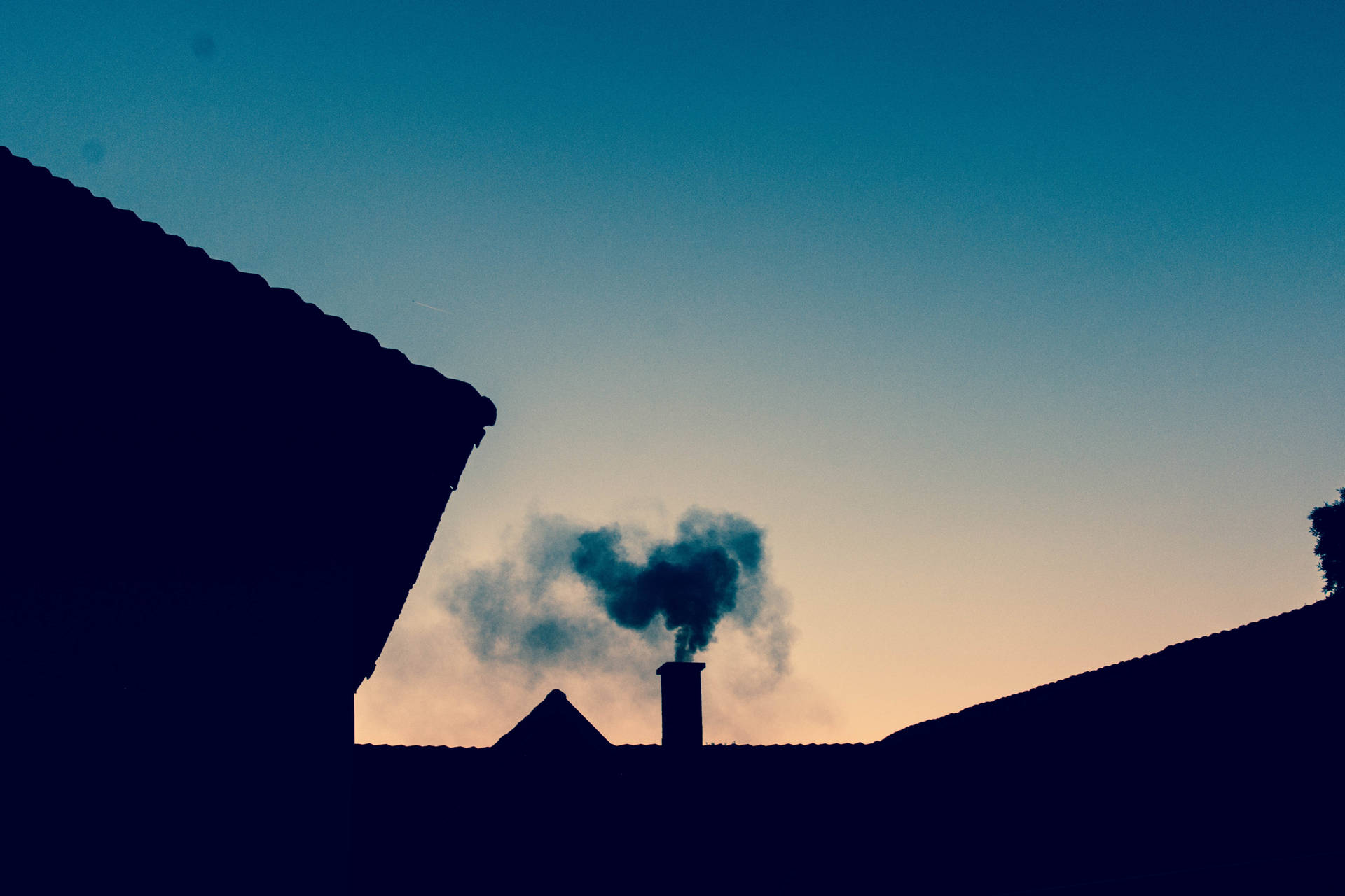 House Chimney With Smoke Hd Wallpaper