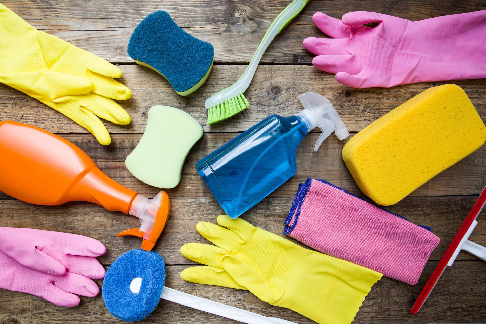 House Cleaning Materials And Tools Wallpaper