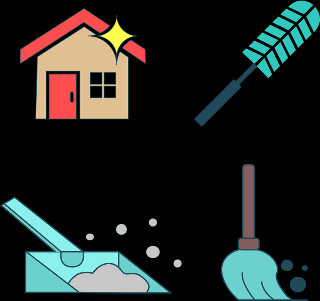 House Cleaning Tools Vector PNG