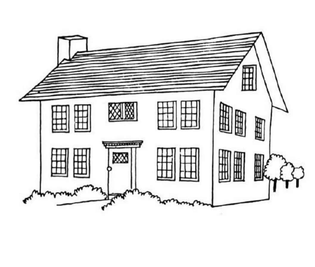 A House Coloring Page With A House On It