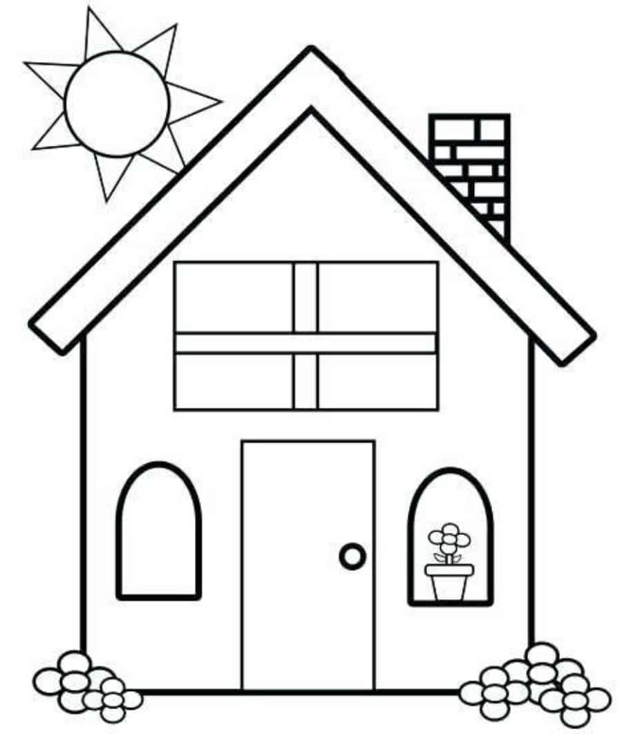 Building a Beautiful House Colouring Page