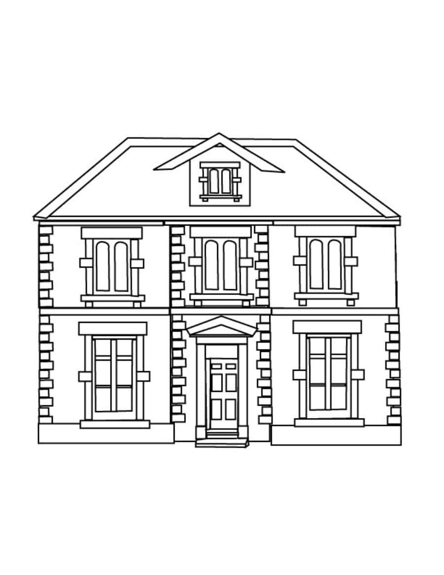 A Drawing Of A House With Windows And Doors