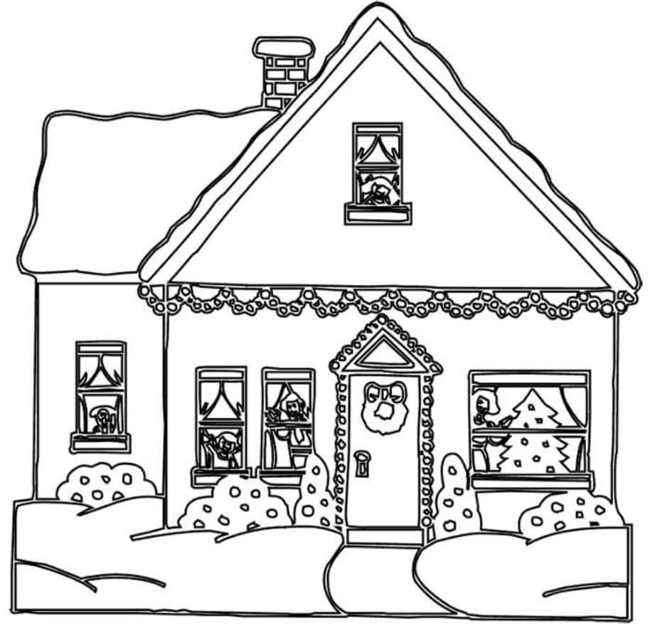 A Christmas House Coloring Page
