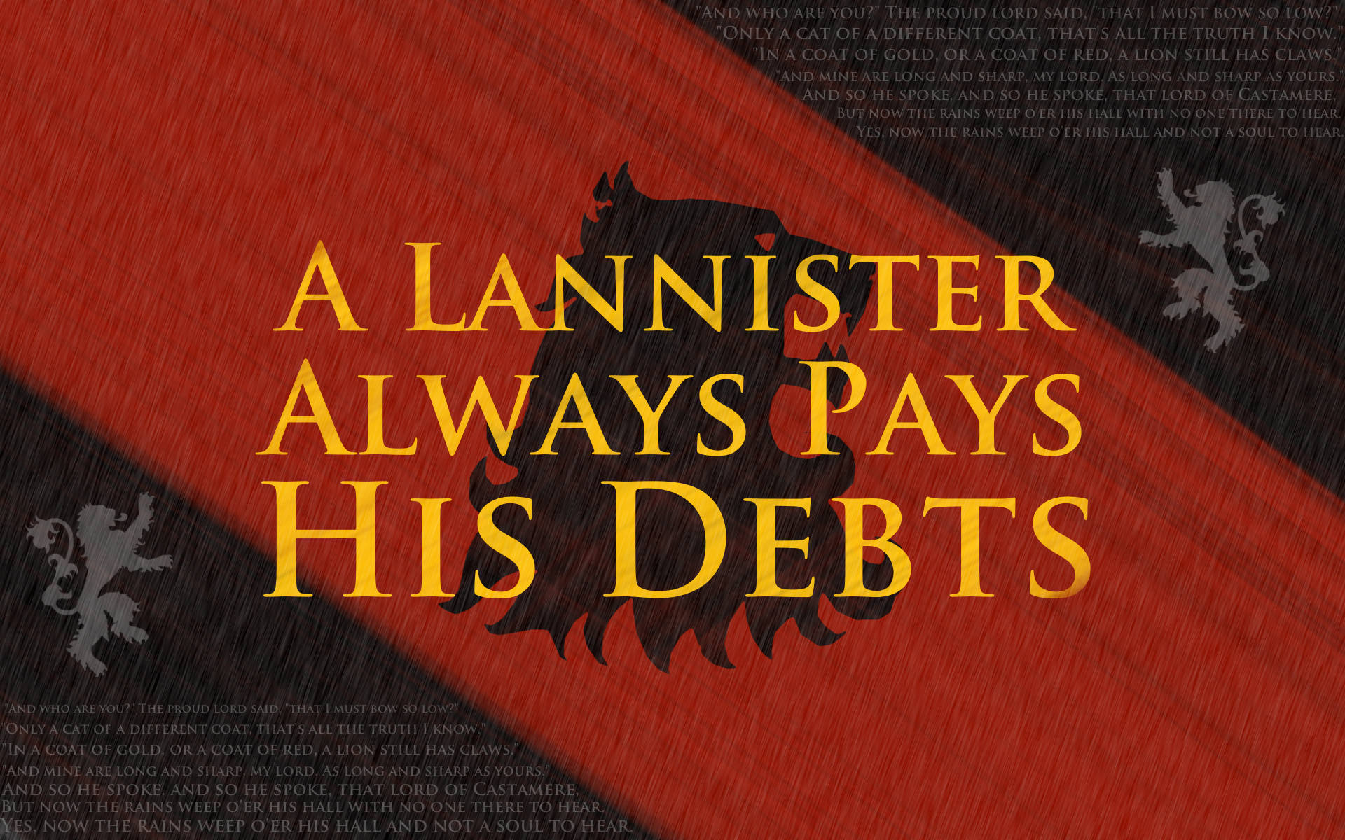 House Lannister Red And Black Quote Wallpaper