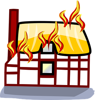 House On Fire Cartoon Illustration PNG