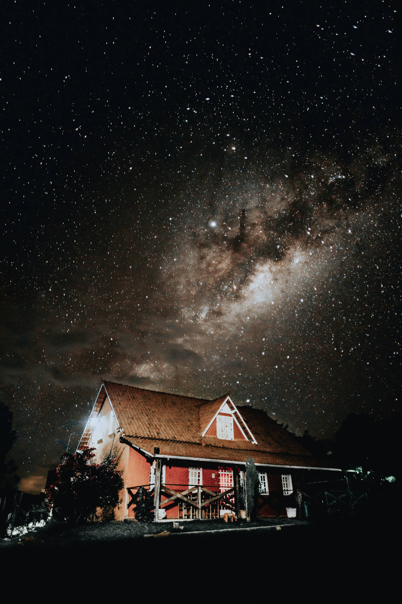 House Under Starry Sky Wallpaper
