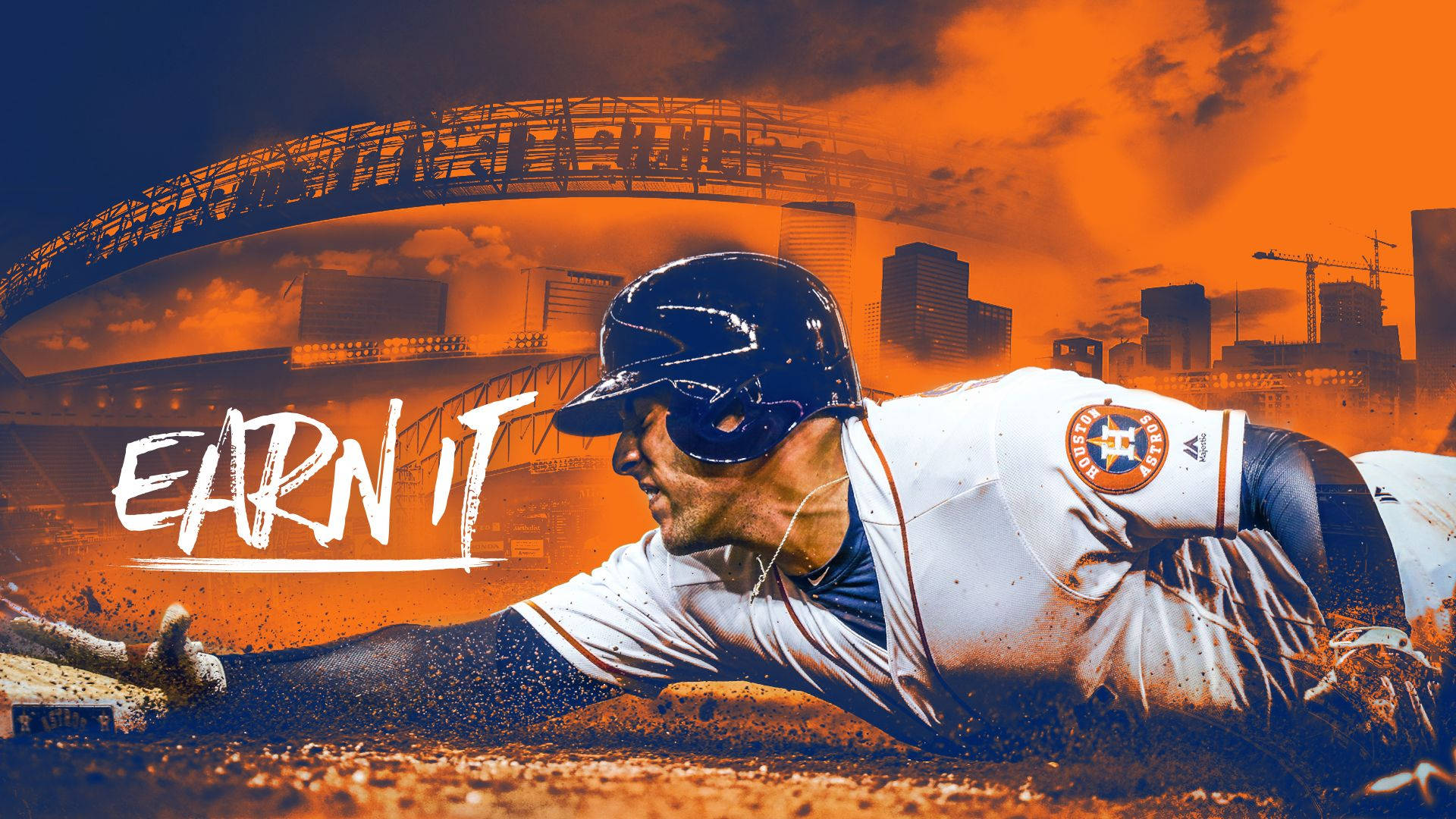 Houston Astros Player Diving On Plate Wallpaper