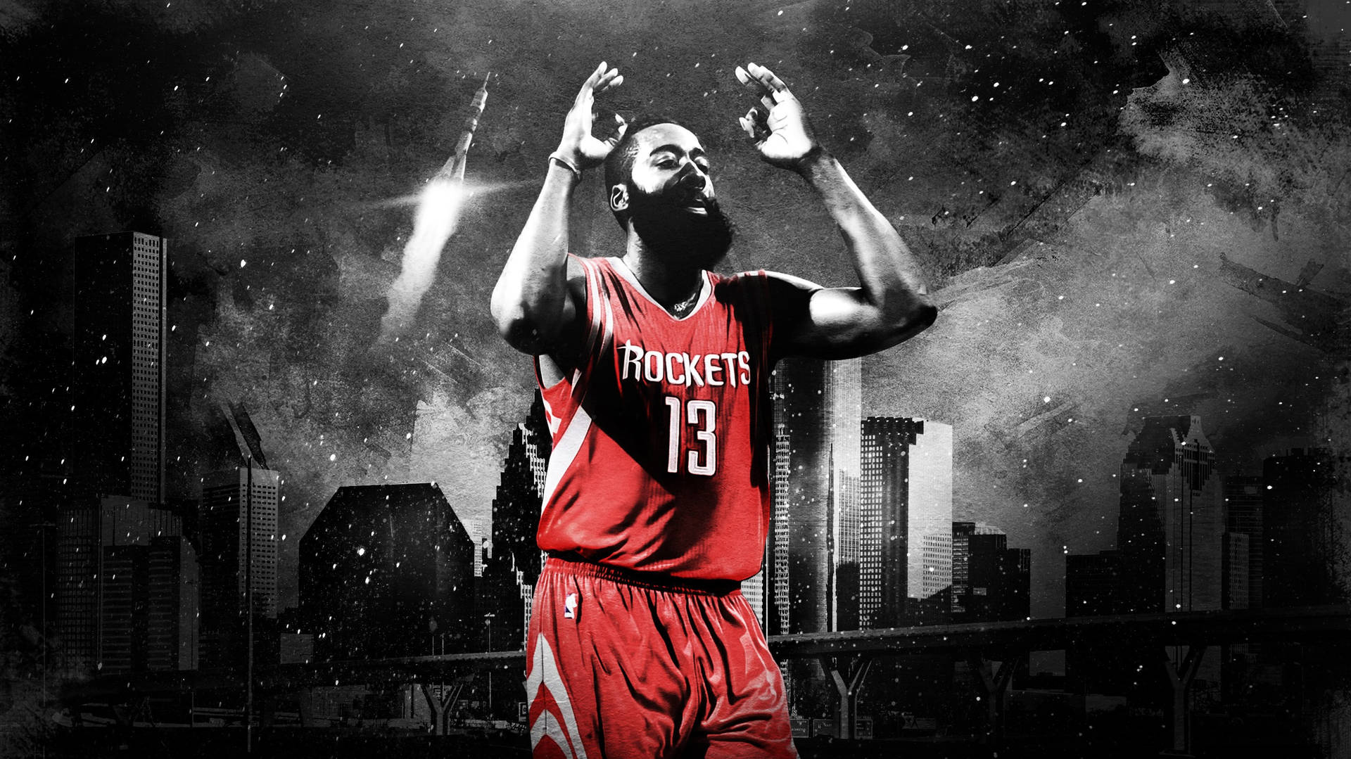 Houston Rockets NBA James Harden tegneserie tapet. Wallpaper