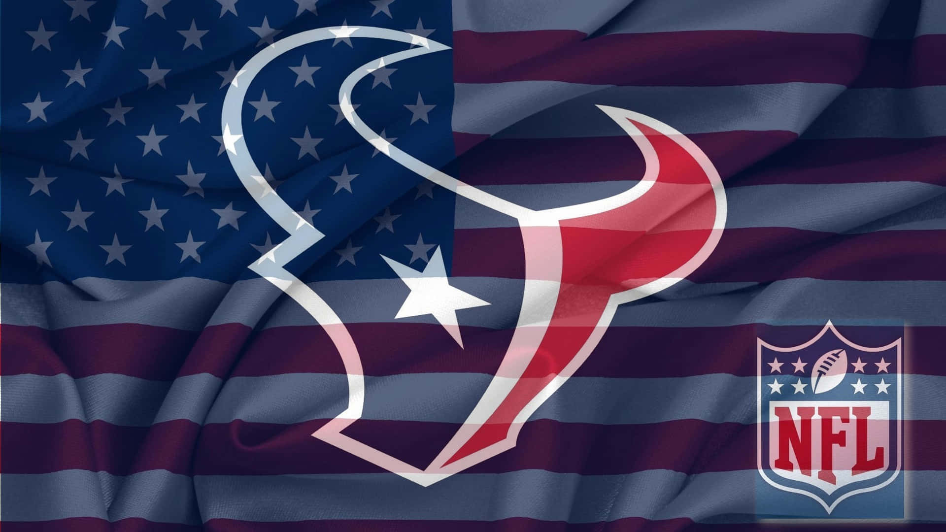 Logo af Houston Texans på en amerikansk flag baggrund. Wallpaper
