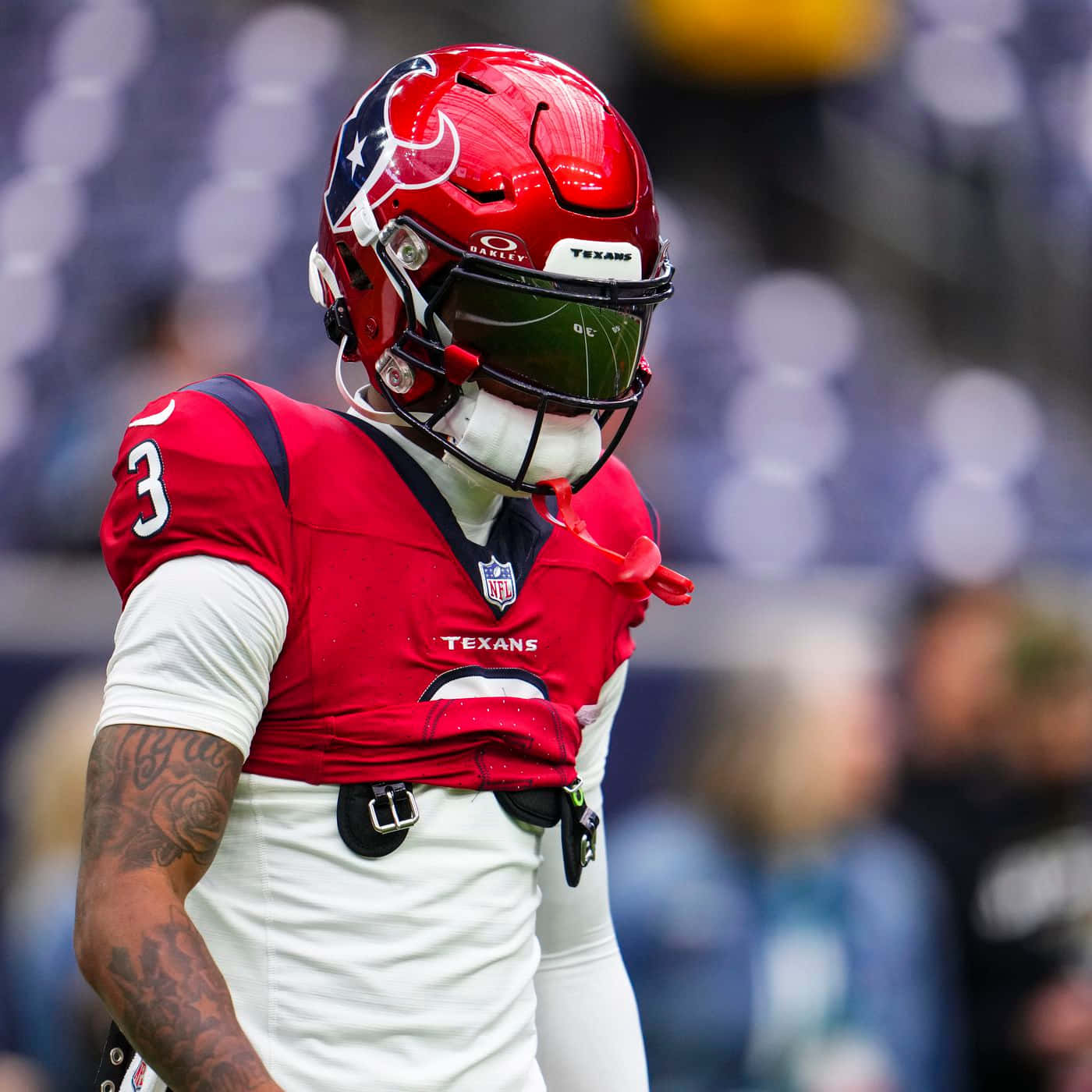 Houston Texans Speler In Rode Uniform Achtergrond