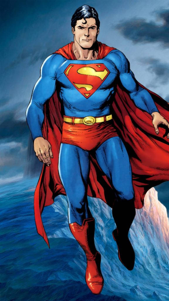 Supermande Cómic Flotando En El Iphone Fondo de pantalla