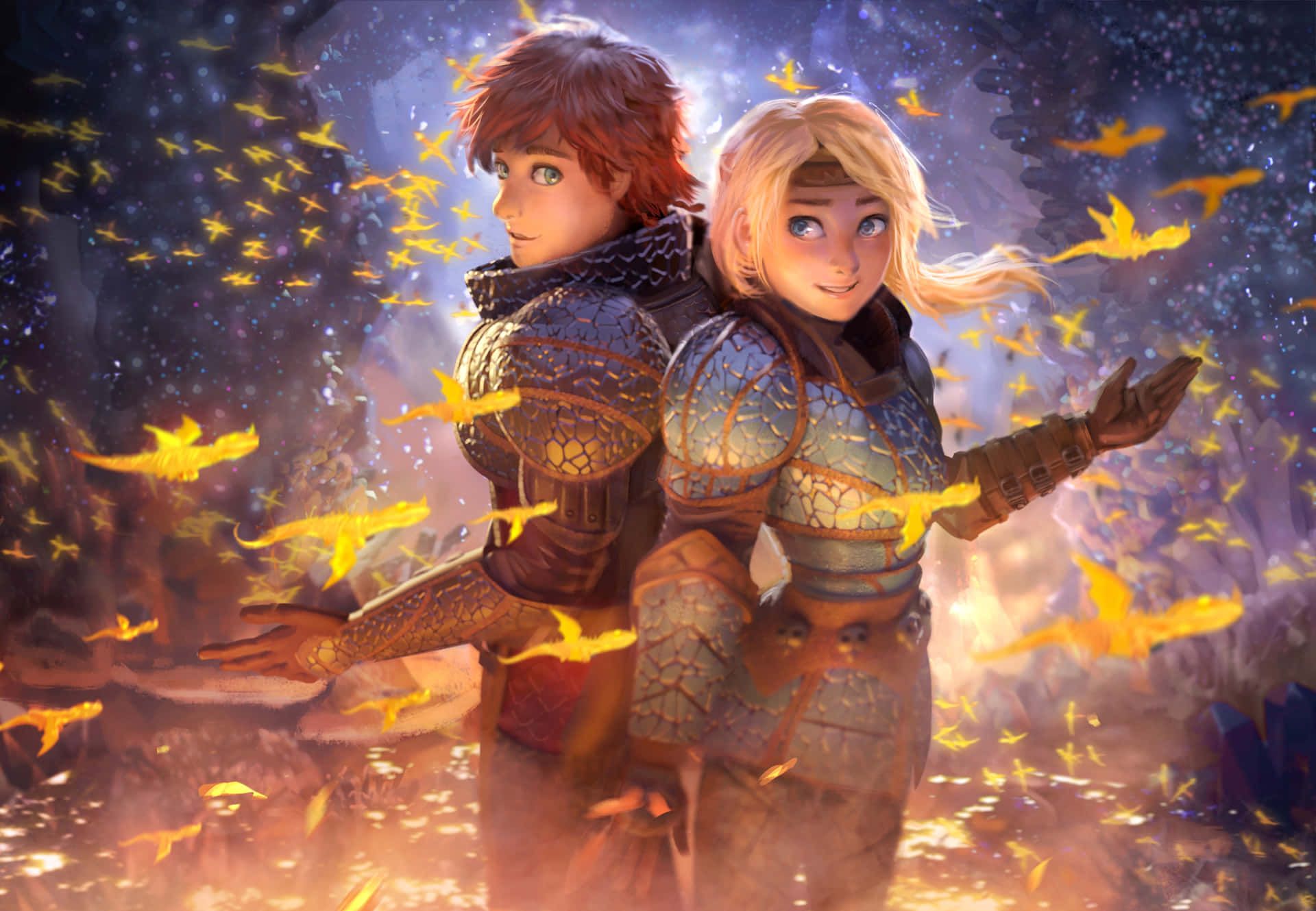 A dragon and a Viking join forces in How To Train Your Dragon 4K Wallpaper
