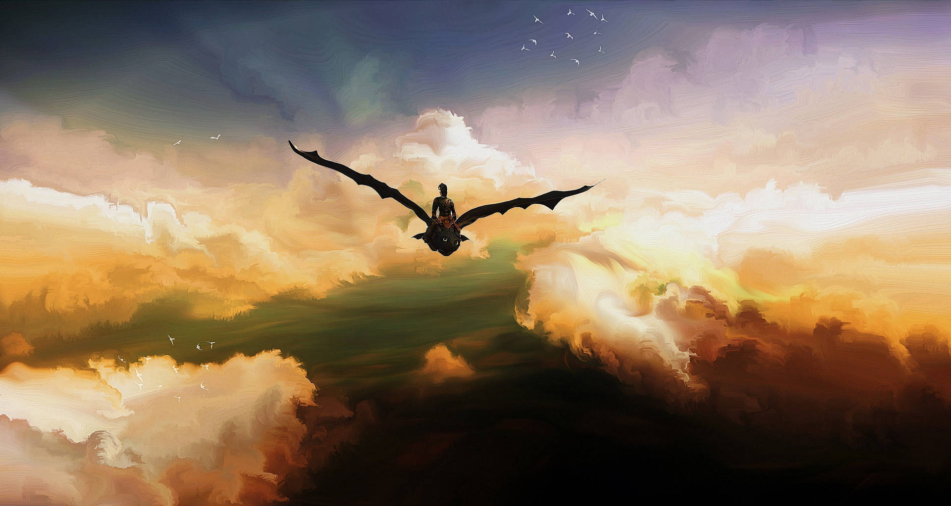 How To Train Your Dragon Flying In Clouds Background