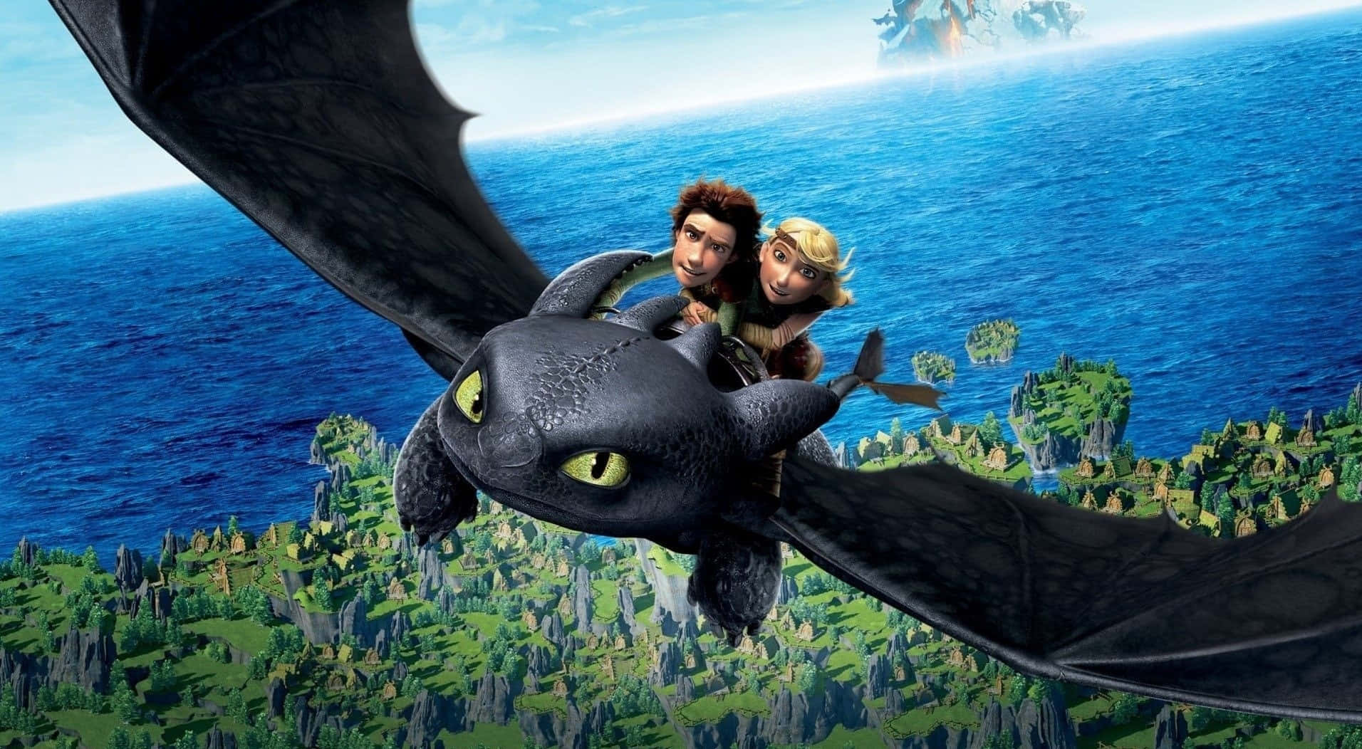 Hurman Tränar Din Drake Toothless Flygande Bild.
