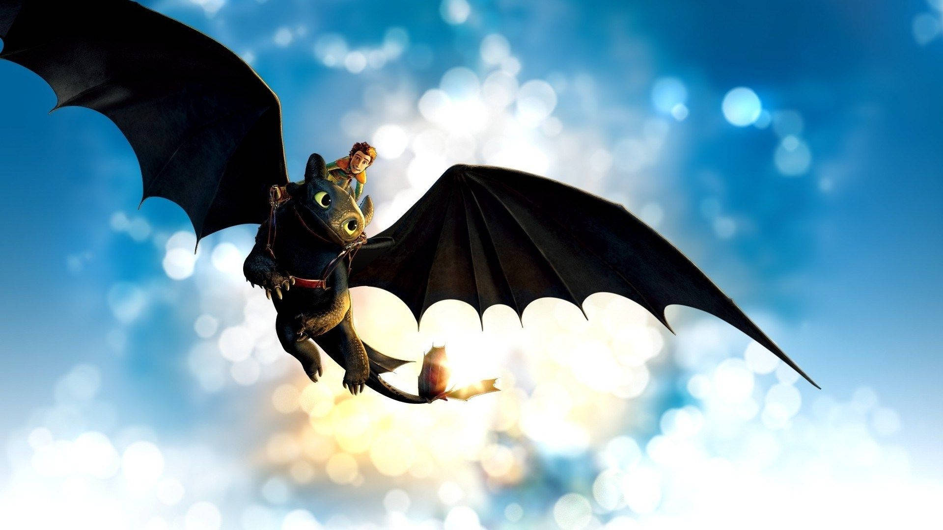 How To Train Your Dragon Hiccup and Toothless flying in the sky wallpaper.