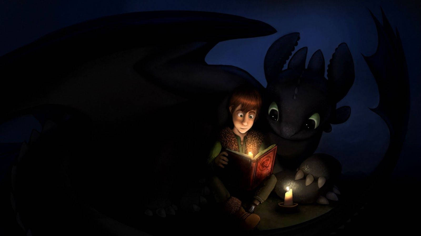 How Too Train Your Dragon Reading At Night Background