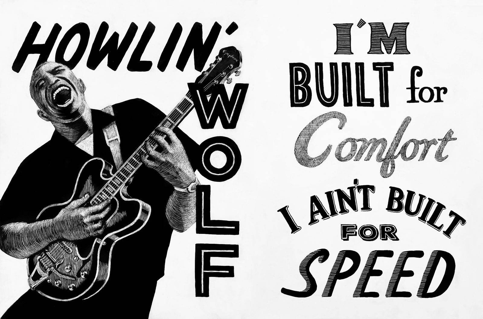 Howlin Wolf Graphic Art Wallpaper
