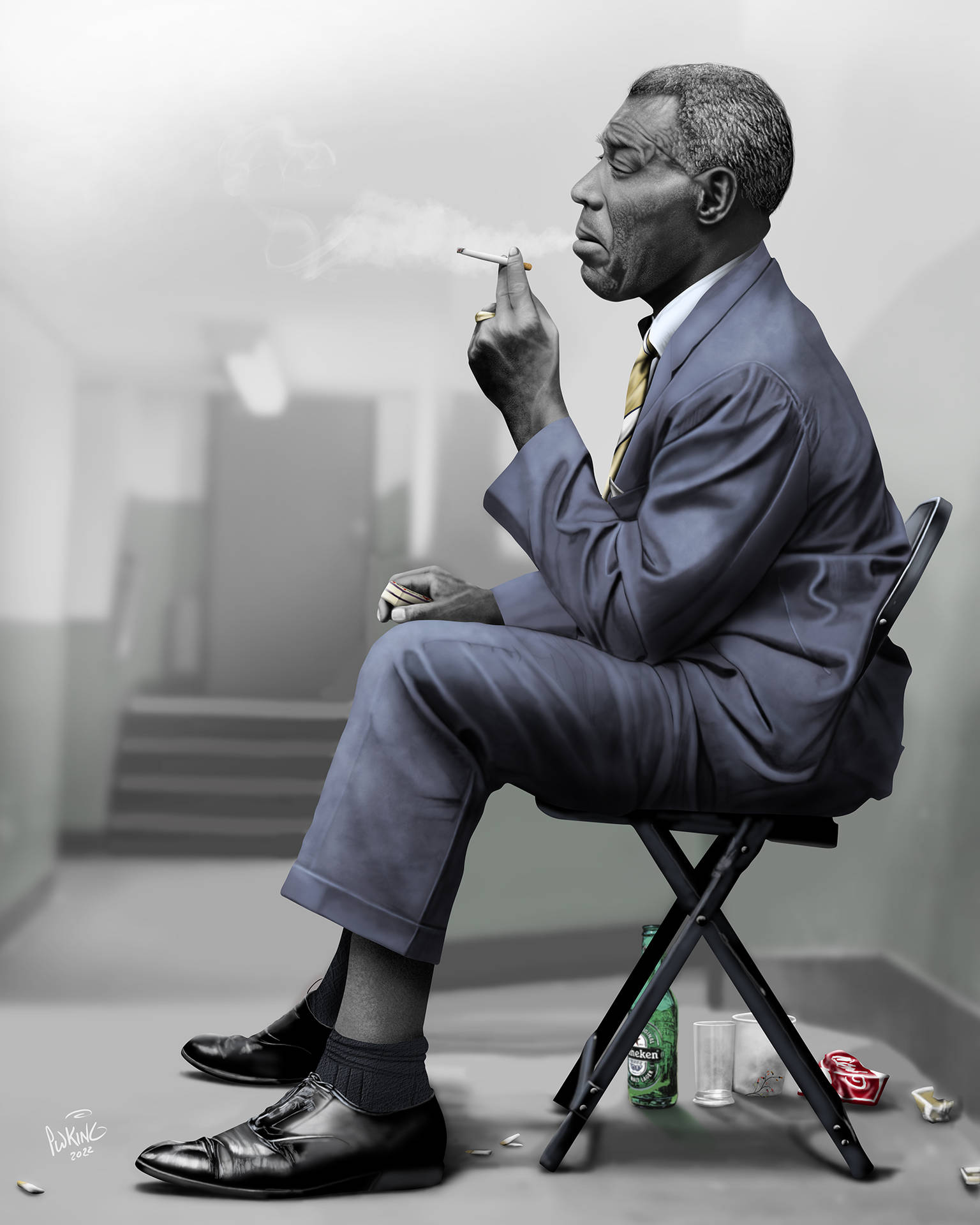 Howlin Wolf Singer Fanart Painting Smoking Picture
