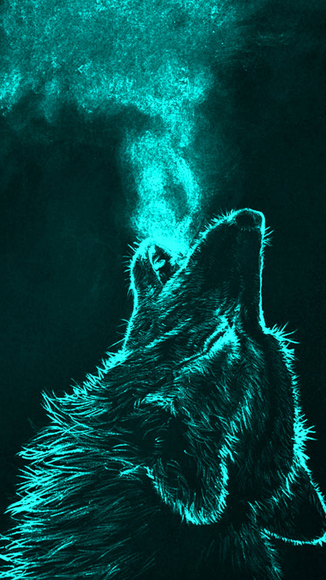 Howling Blue Wolf Art Wallpaper