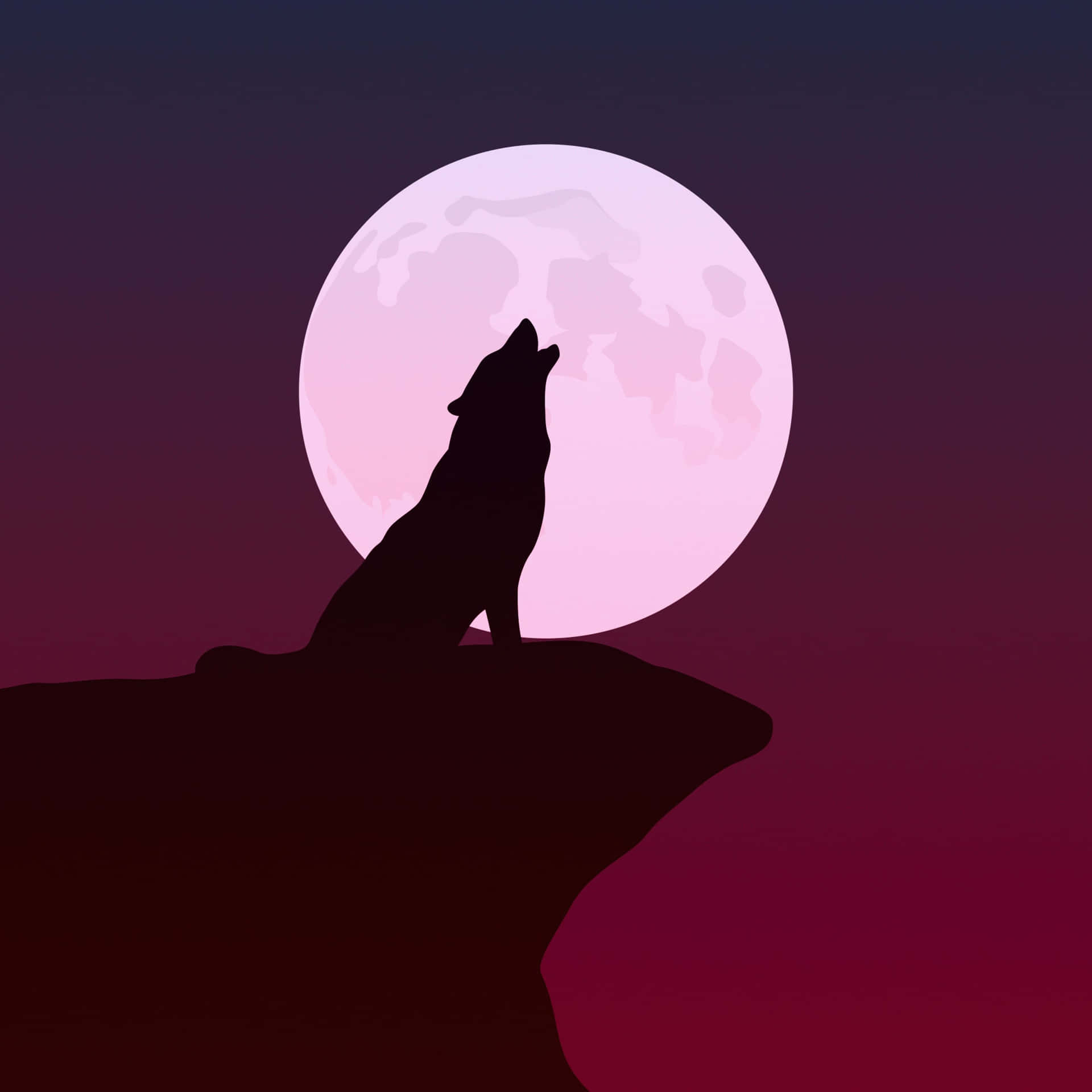 Majestic Howling Wolf Under the Full Moon Wallpaper