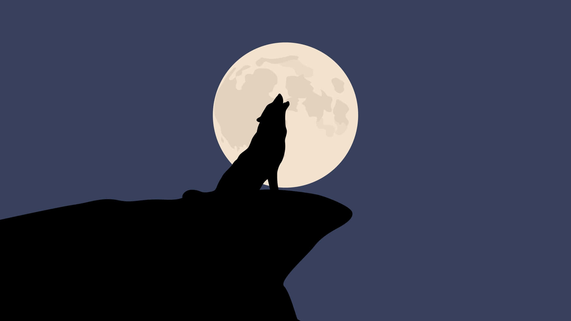 Howling Wolf Stands On Rocky Cliff