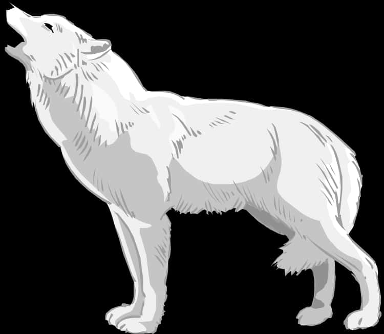 Howling Wolf Vector Illustration PNG
