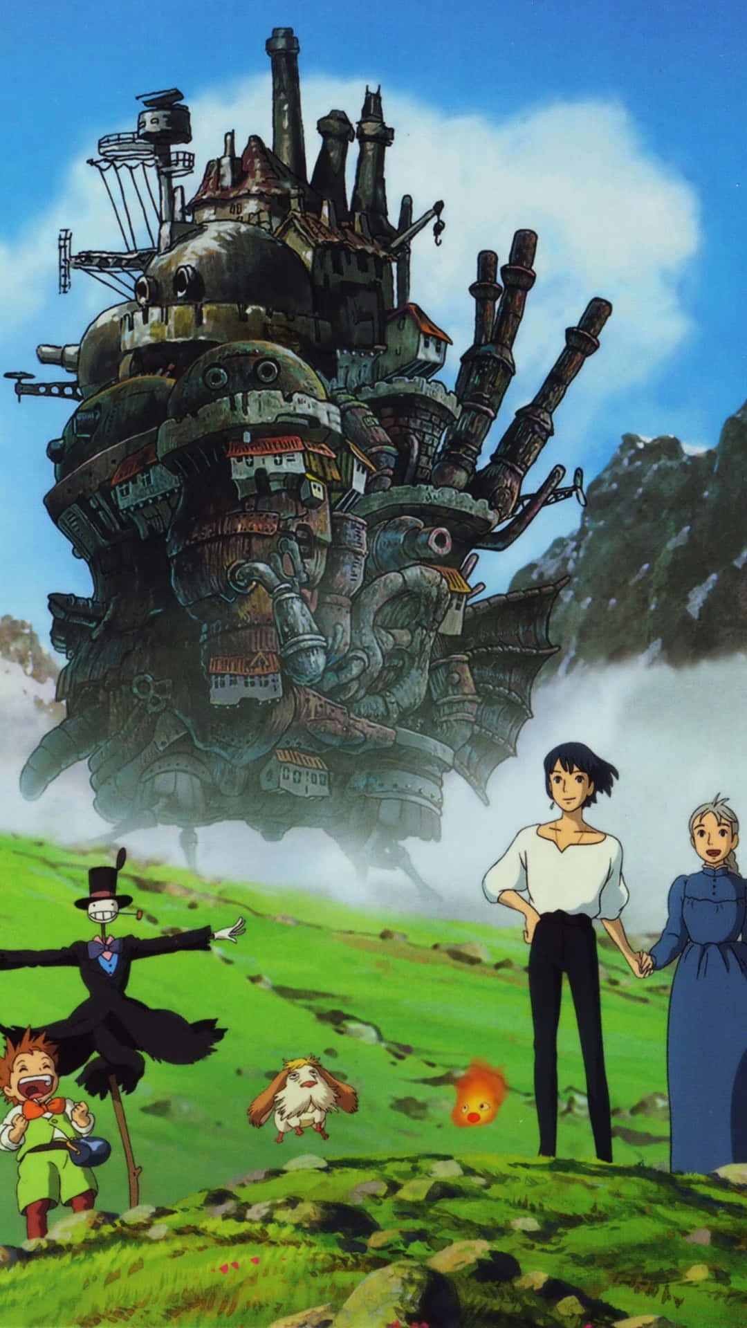 Howls_ Moving_ Castle_ Characters_and_ Castle Wallpaper