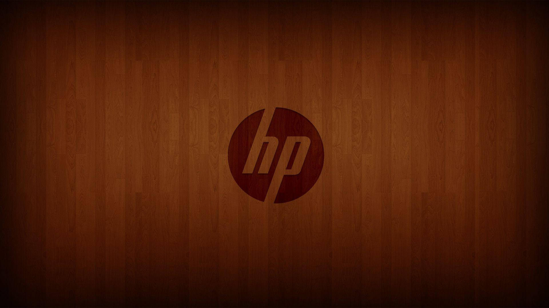 Hp Logo In Vintage Wood Wallpaper