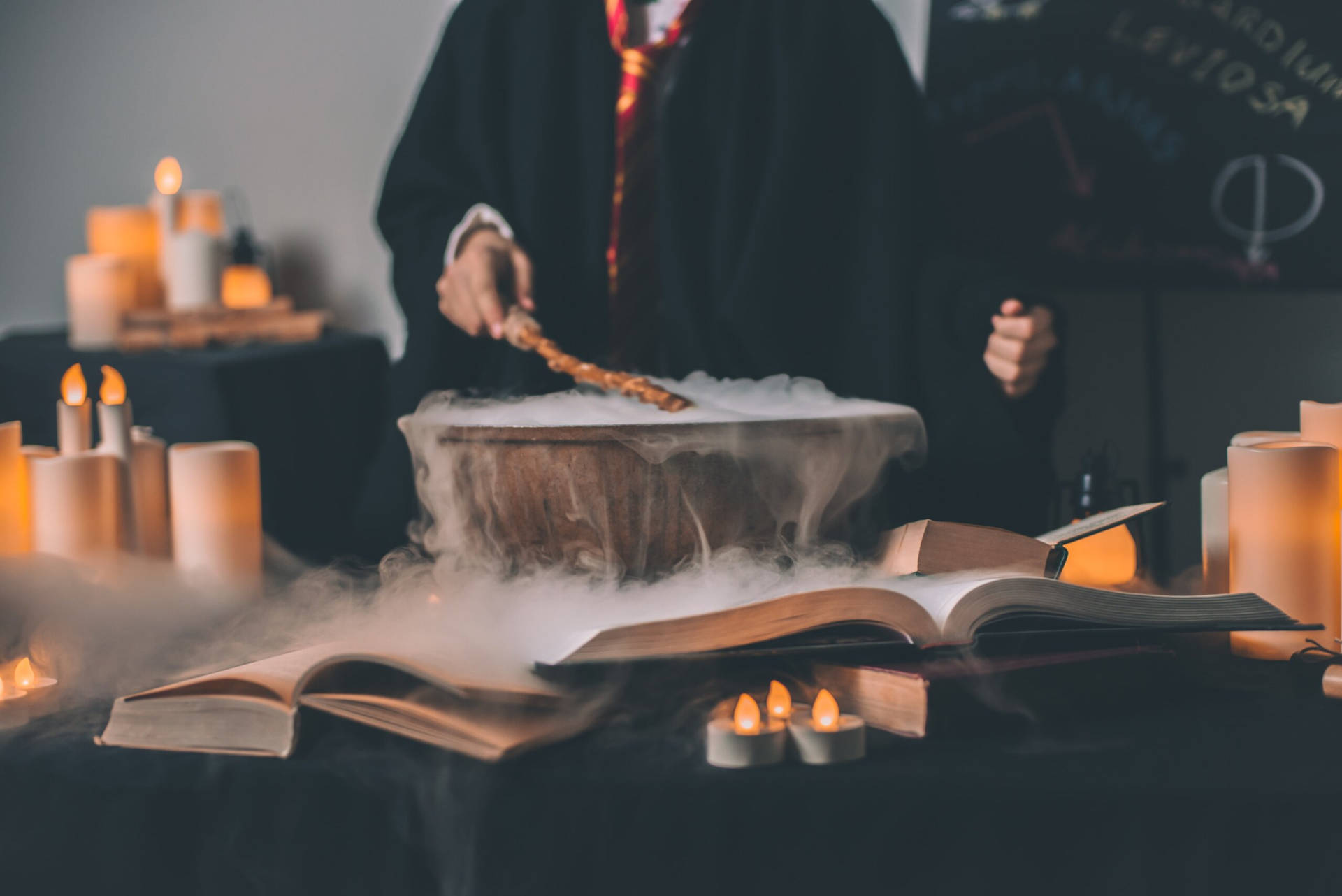 Hp Wizard Mixing Potions In Aesthetic Photo