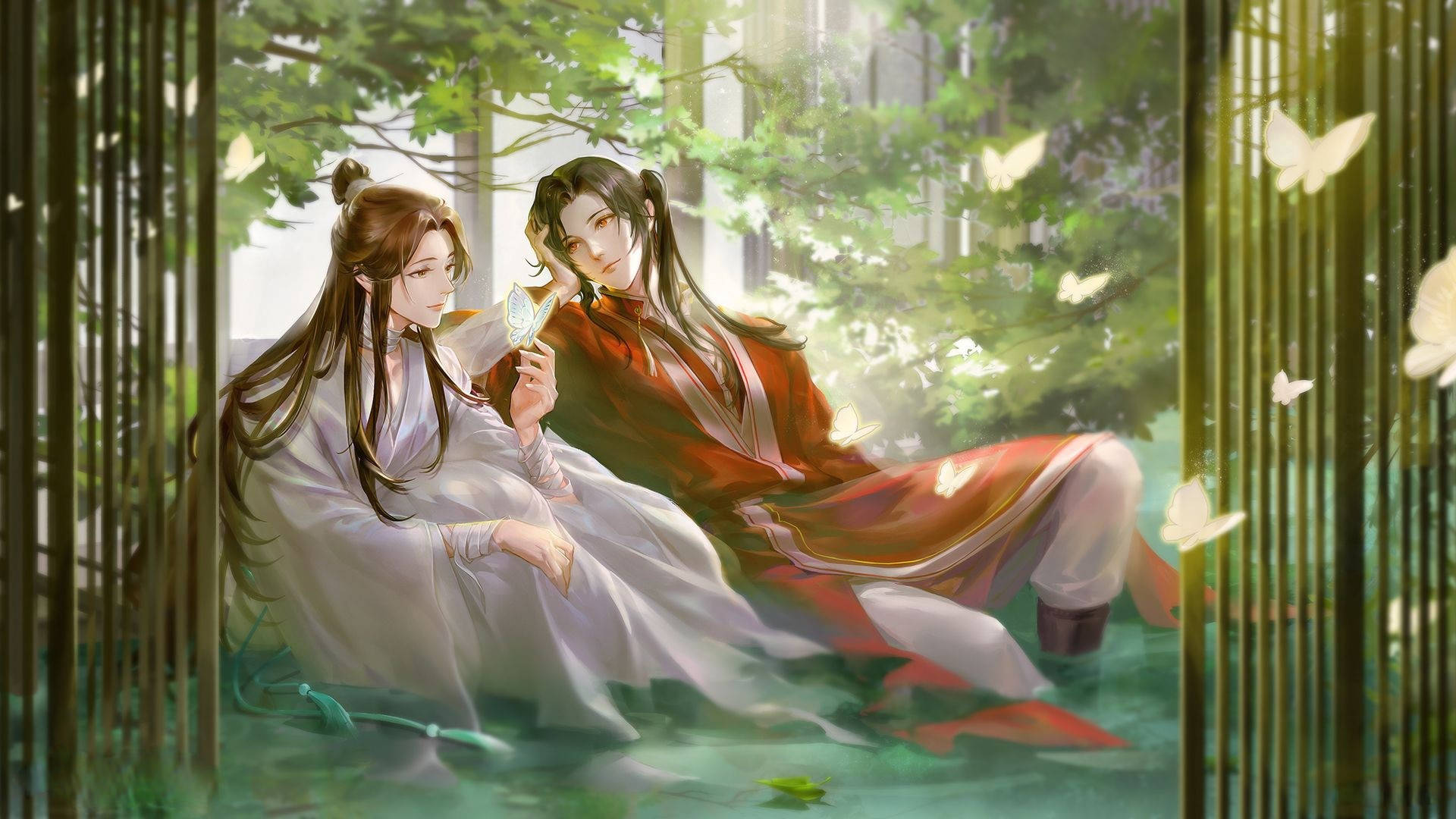 Hu Cheng And Xie In Pond Wallpaper