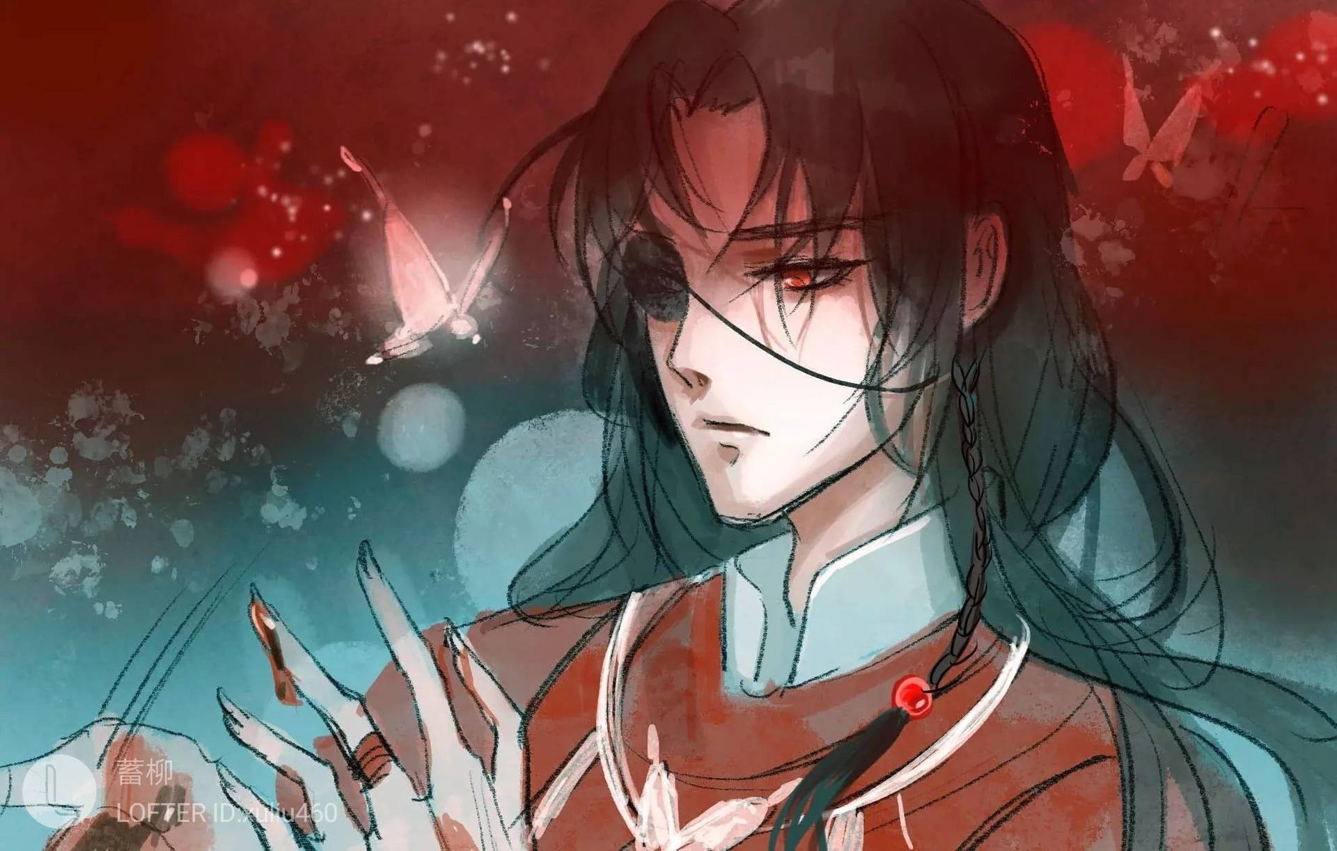 Mystical Hua Cheng with Red Eyes Wallpaper