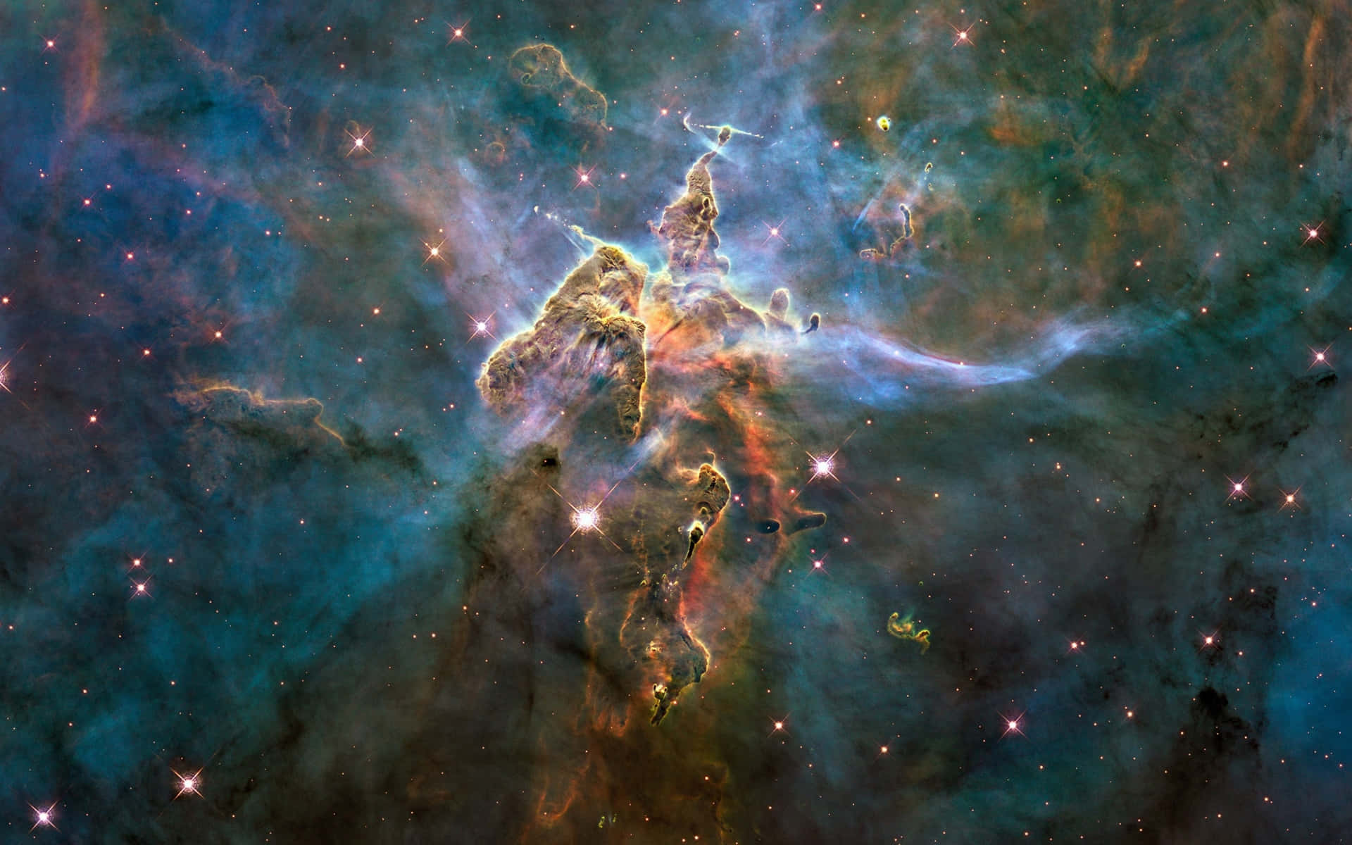 The Glistening Nebula Through The Hubble Telescope Wallpaper
