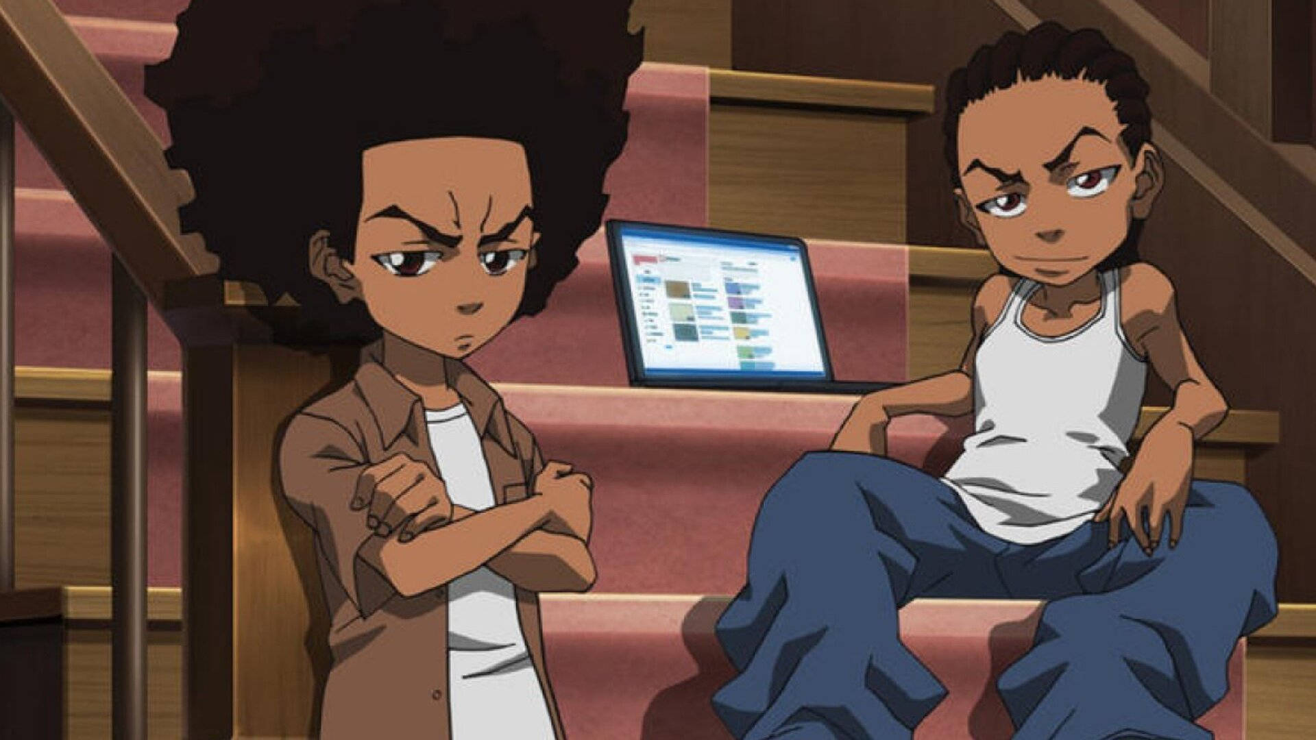 Huey And Riley On The Stairs Boondocks Hd Background