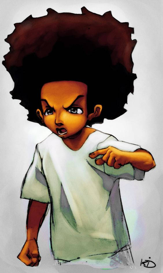 Den farvede Huey Freeman Afro Hair. Wallpaper