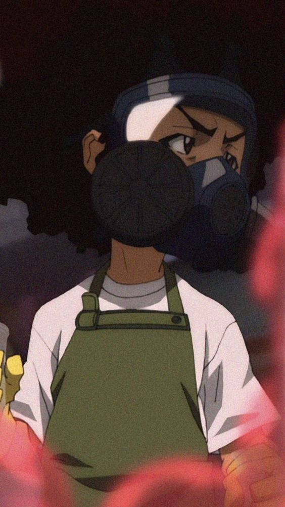 Huey Freeman Wearing Gas Mask Wallpaper