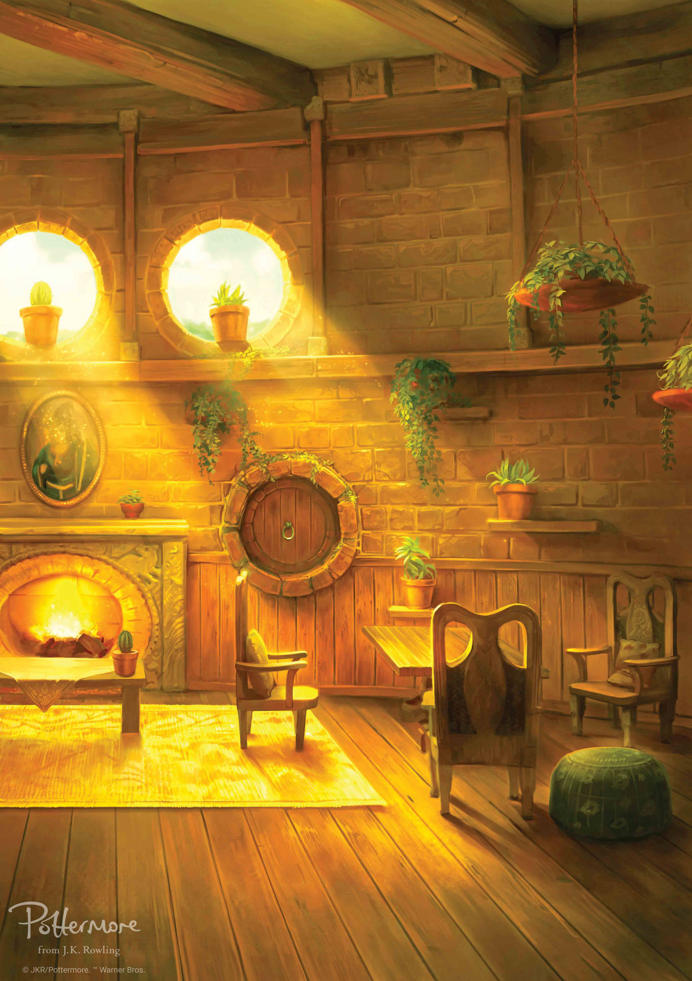 Step inside the magical Hufflepuff Common Room Wallpaper